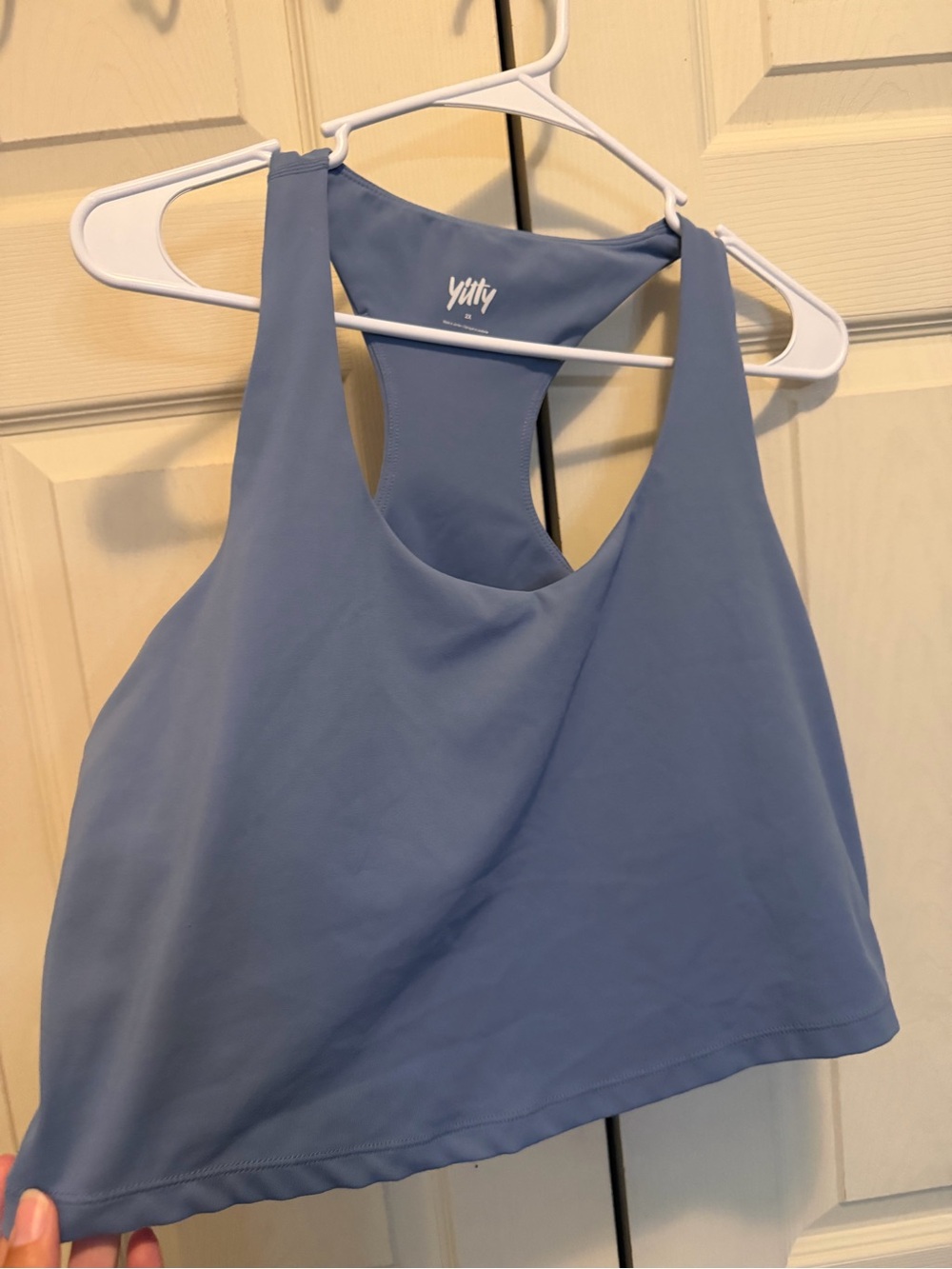 YITTY Dusty Blue Racerback Crop Tank Sports Bra